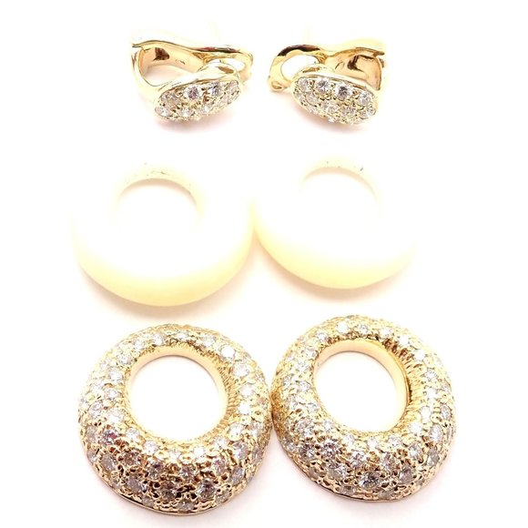 Rare! Van Cleef & Arpels 18k Yellow Gold Diamond MOP Door Knocker Earrings - Picture 6 of 10